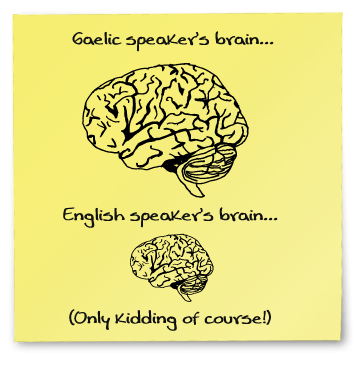 Image: A big brain enlarged by Gaelic!